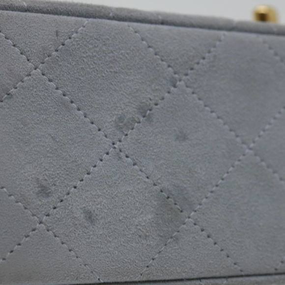 CHANEL Matelasse Chain Shoulder Bag Suede Light Blue CC Auth 69060A - Picture 6 of 16